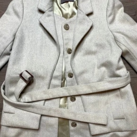 J. Crew Wool Peacoat by Nello Gori Gray Double Layer Belted Coat Women's Size 4 - Picture 3 of 7